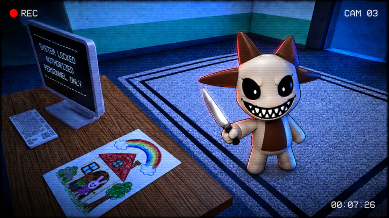 Animal Daycare (Anomaly) camera inspection view showing a suspicious child during a nighttime shift